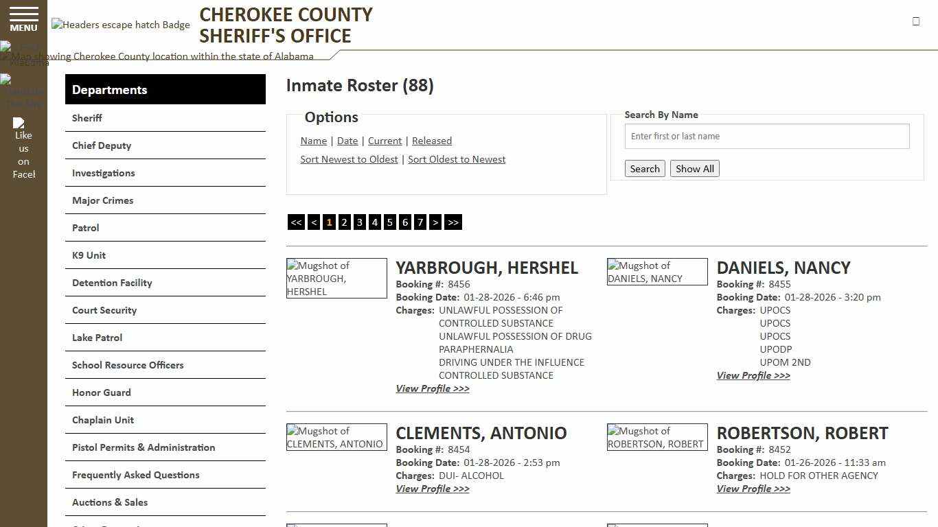 Inmate Roster - Current Inmates Booking Date Descending - Cherokee County Sheriff AL