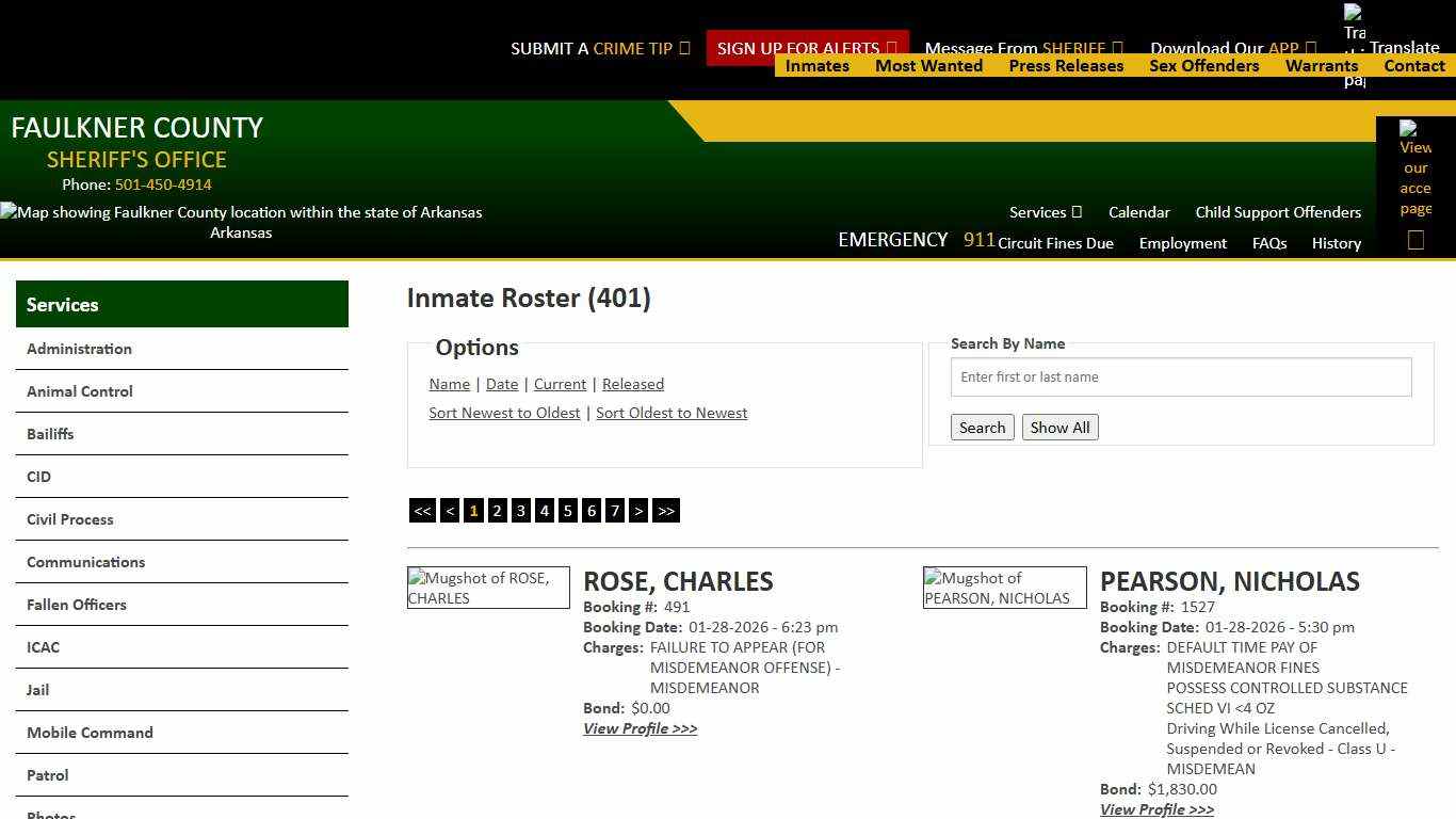 Inmate Roster - Current Inmates Booking Date Descending - Faulkner County Sheriff's Office